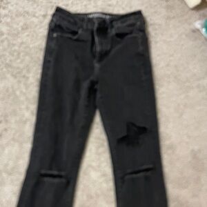 American Eagle Black Distressed Flare Jeans